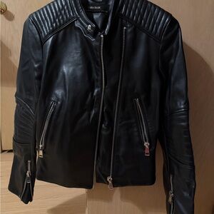 Zara Quilted Black Leather Jacket